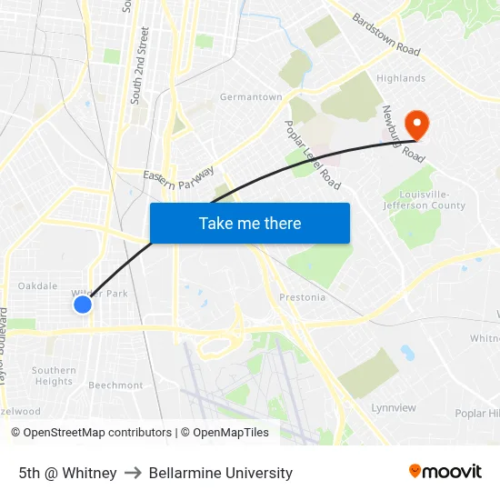5th @ Whitney to Bellarmine University map