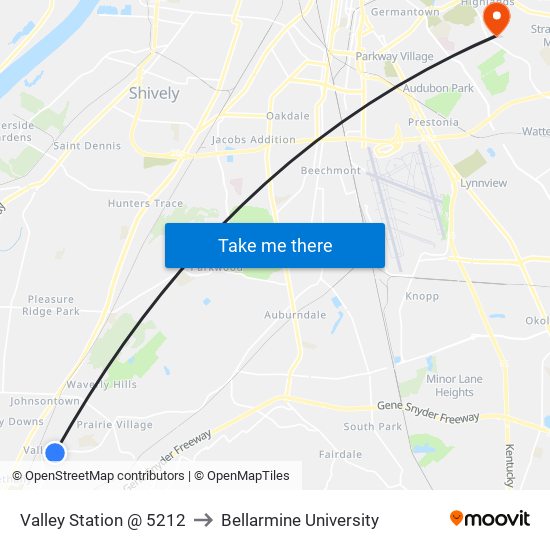 Valley Station @ 5212 to Bellarmine University map