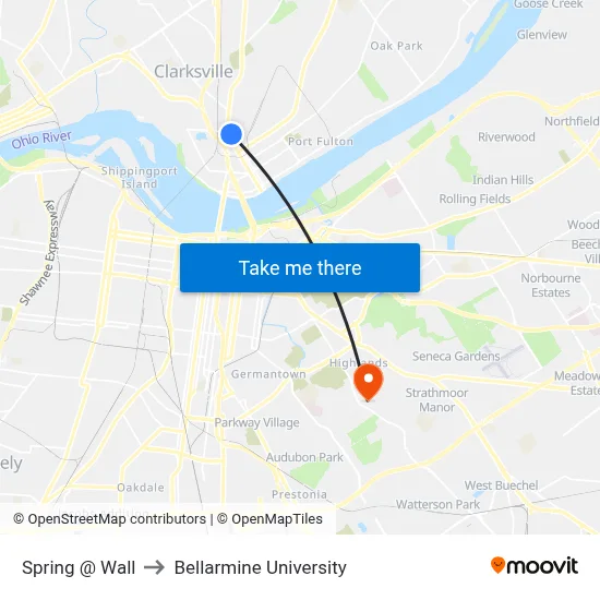 Spring @ Wall to Bellarmine University map