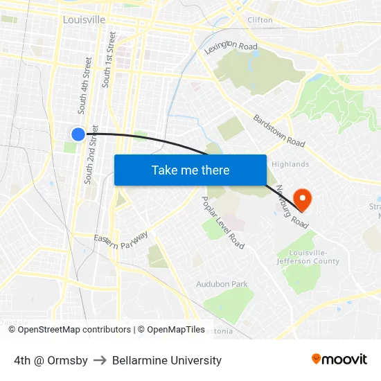 4th @ Ormsby to Bellarmine University map