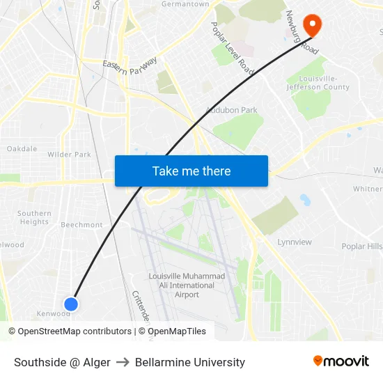 Southside @ Alger to Bellarmine University map