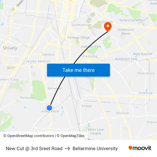 New Cut @ 3rd Sreet Road to Bellarmine University map