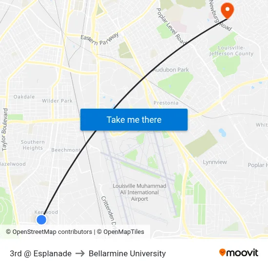 3rd @ Esplanade to Bellarmine University map