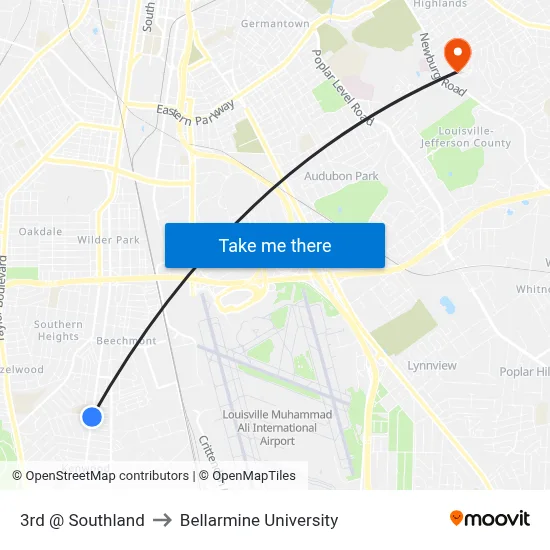 3rd @ Southland to Bellarmine University map