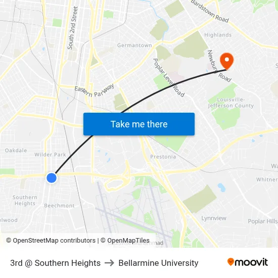 3rd @ Southern Heights to Bellarmine University map