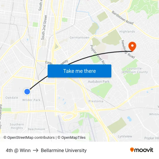 4th @ Winn to Bellarmine University map