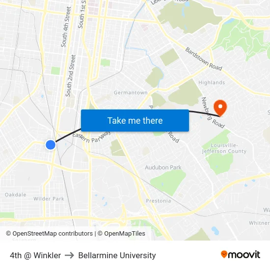 4th @ Winkler to Bellarmine University map