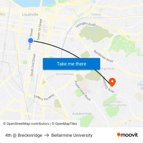 4th @ Breckinridge to Bellarmine University map