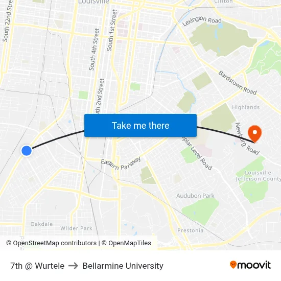 7th @ Wurtele to Bellarmine University map