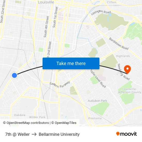 7th @ Weller to Bellarmine University map