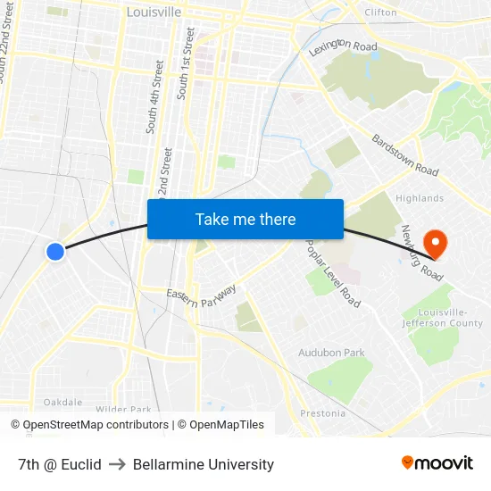 7th @ Euclid to Bellarmine University map