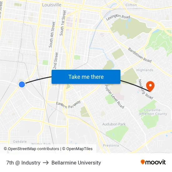7th @ Industry to Bellarmine University map