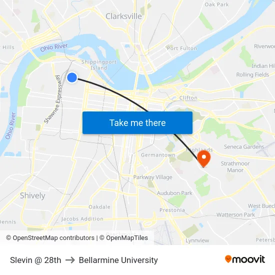 Slevin @ 28th to Bellarmine University map