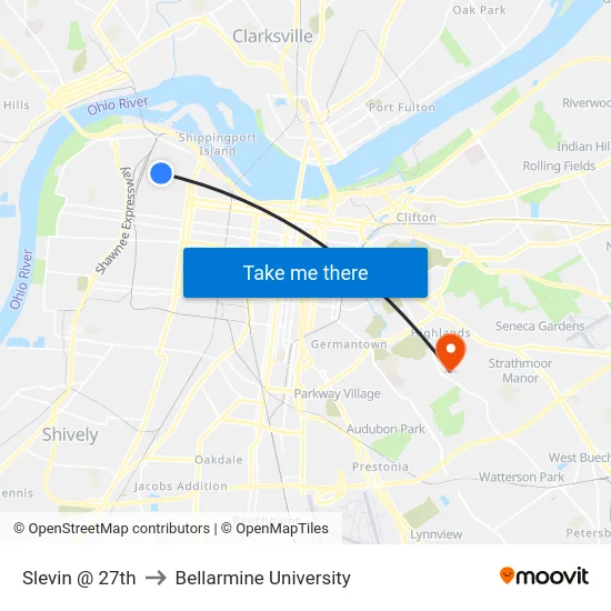 Slevin @ 27th to Bellarmine University map