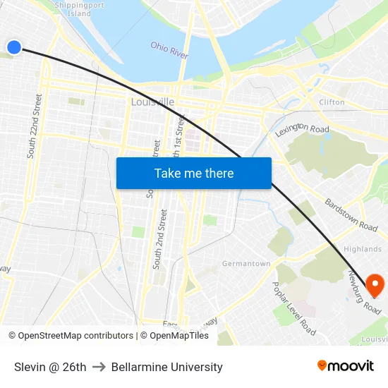 Slevin @ 26th to Bellarmine University map