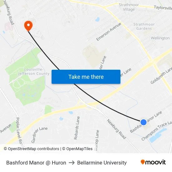 Bashford Manor @ Huron to Bellarmine University map