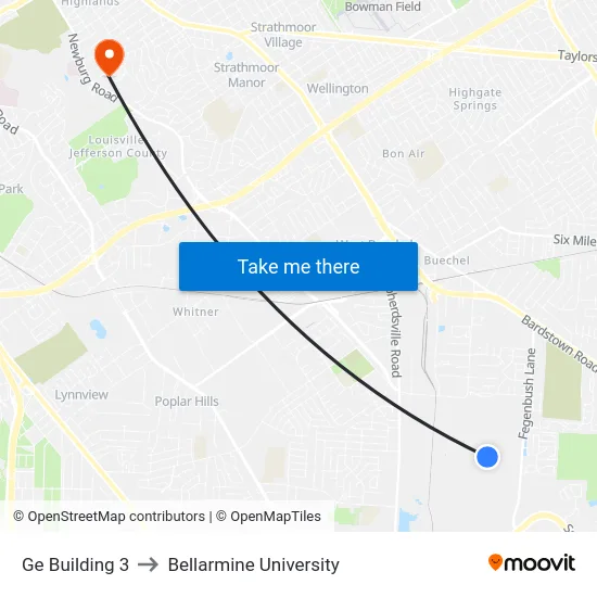 Ge Building 3 to Bellarmine University map