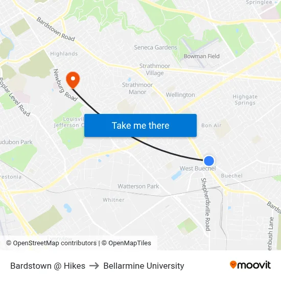 Bardstown @ Hikes to Bellarmine University map
