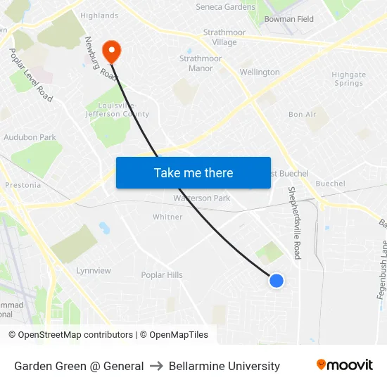 Garden Green @ General to Bellarmine University map