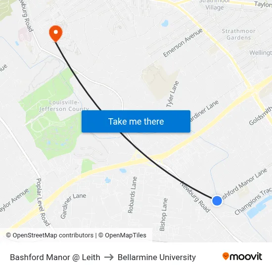 Bashford Manor @ Leith to Bellarmine University map