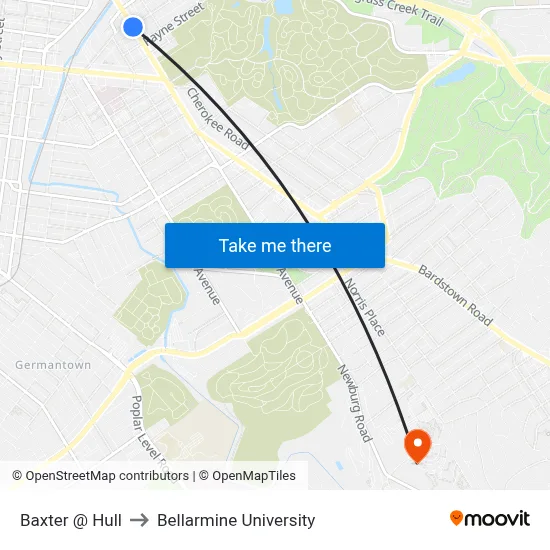 Baxter @ Hull to Bellarmine University map