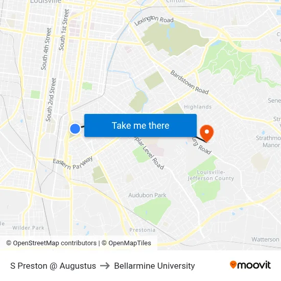 S Preston @ Augustus to Bellarmine University map