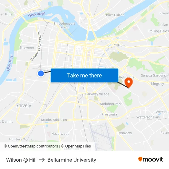 Wilson @ Hill to Bellarmine University map