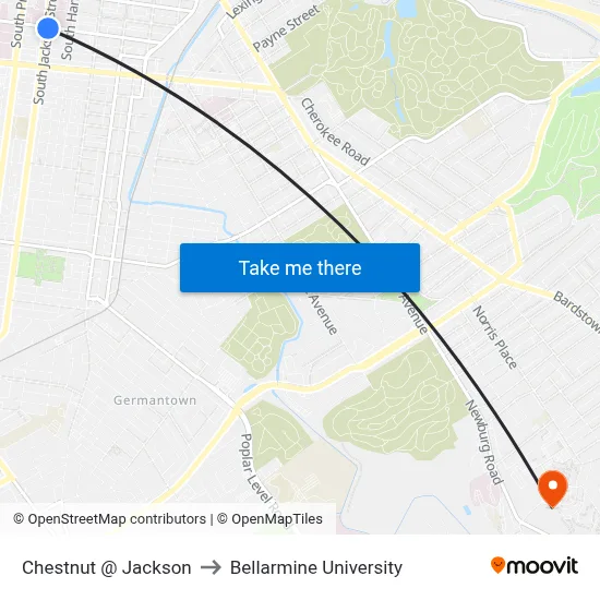 Chestnut @ Jackson to Bellarmine University map