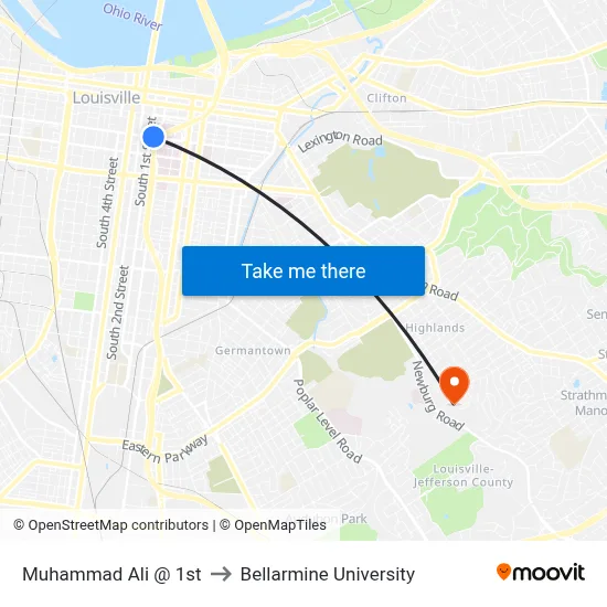 Muhammad Ali @ 1st to Bellarmine University map