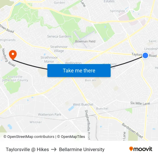Taylorsville @ Hikes to Bellarmine University map