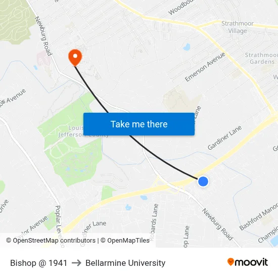 Bishop @ 1941 to Bellarmine University map