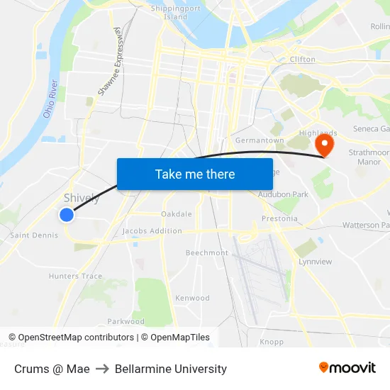 Crums @ Mae to Bellarmine University map