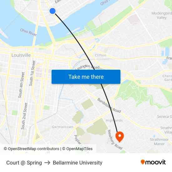 Court @ Spring to Bellarmine University map