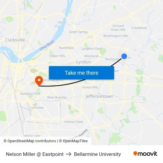 Nelson Miller @ Eastpoint to Bellarmine University map
