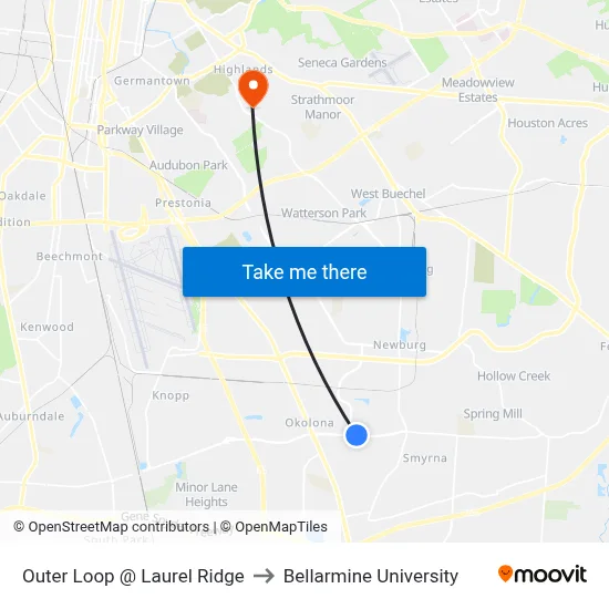 Outer Loop @ Laurel Ridge to Bellarmine University map