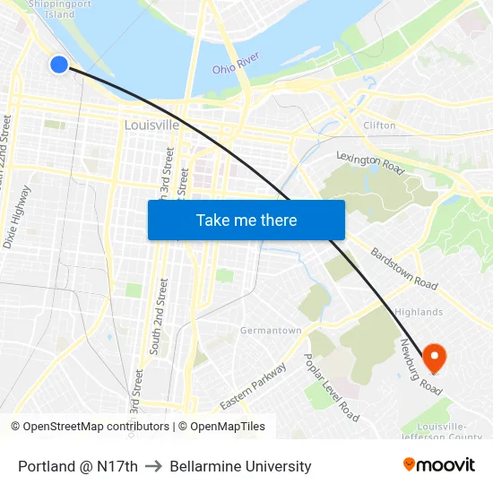 Portland @ N17th to Bellarmine University map