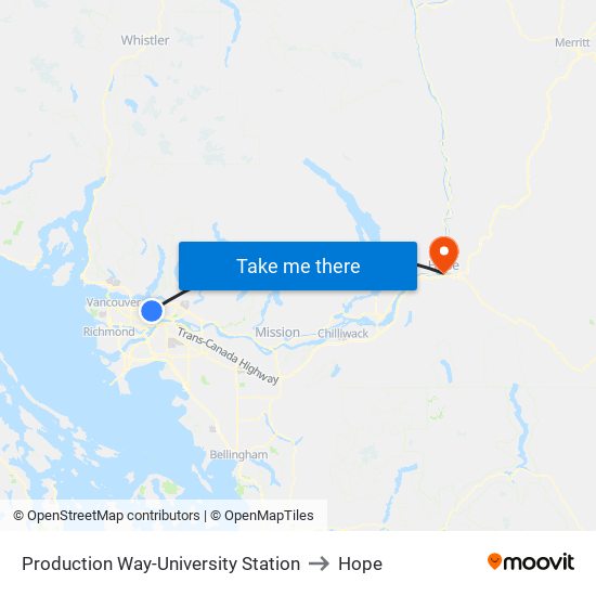 Production Way-University Station to Hope map