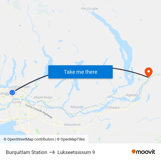 Burquitlam Station to Lukseetsissum 9 map
