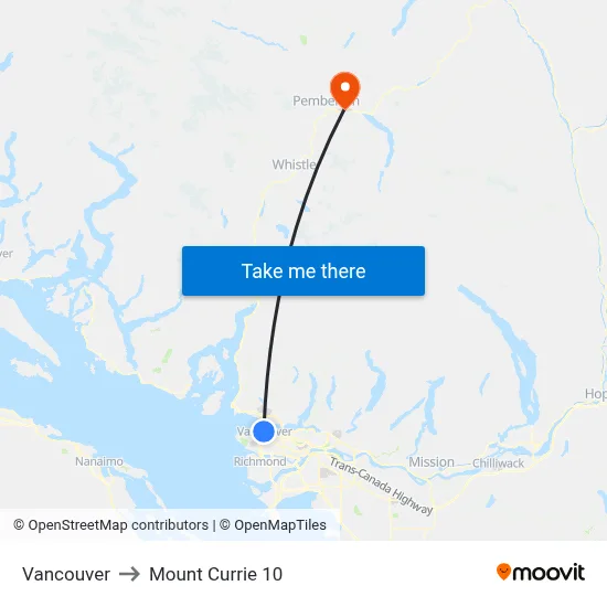 Vancouver to Mount Currie 10 map