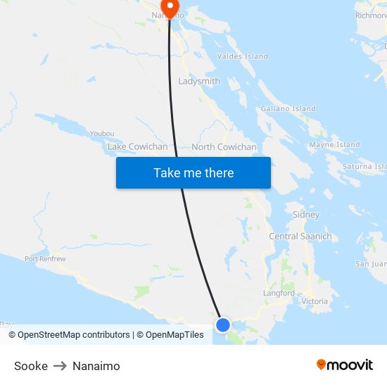 Sooke to Nanaimo map