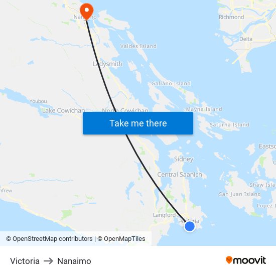 Victoria to Nanaimo map