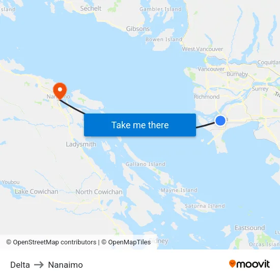 Delta to Nanaimo map
