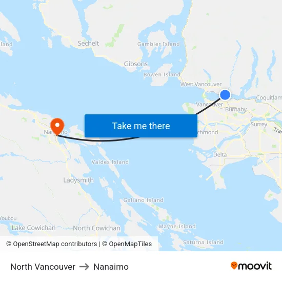 North Vancouver to Nanaimo map