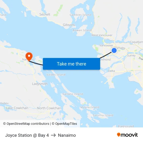 Joyce Station @ Bay 4 to Nanaimo map