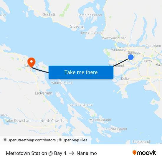 Metrotown Station @ Bay 4 to Nanaimo map