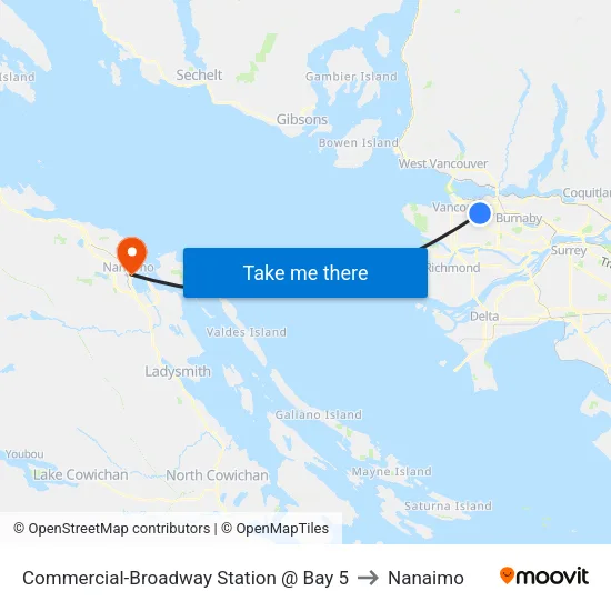 Commercial-Broadway Station @ Bay 5 to Nanaimo map