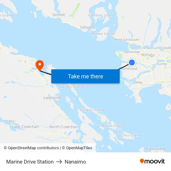 Marine Drive Station to Nanaimo map