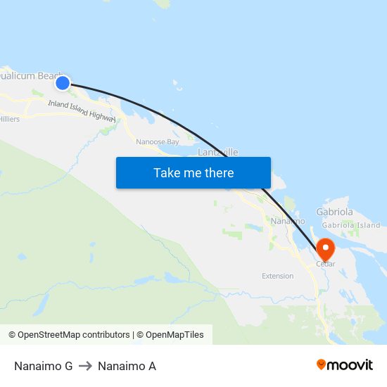 Nanaimo G to Nanaimo A map