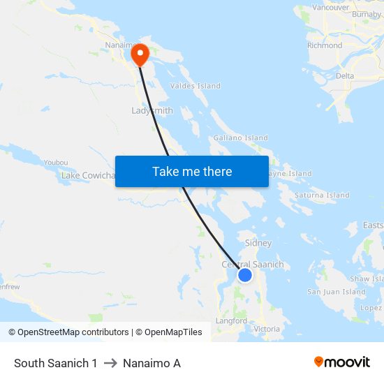 South Saanich 1 to Nanaimo A map