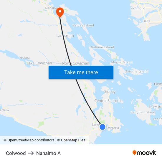 Colwood to Nanaimo A map